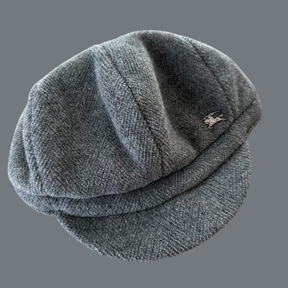 Burberry Womens Small Gray Wool Newsboy Cap Winter Hat Plaid Lining Grey 21.5” - Picture 2 of 7